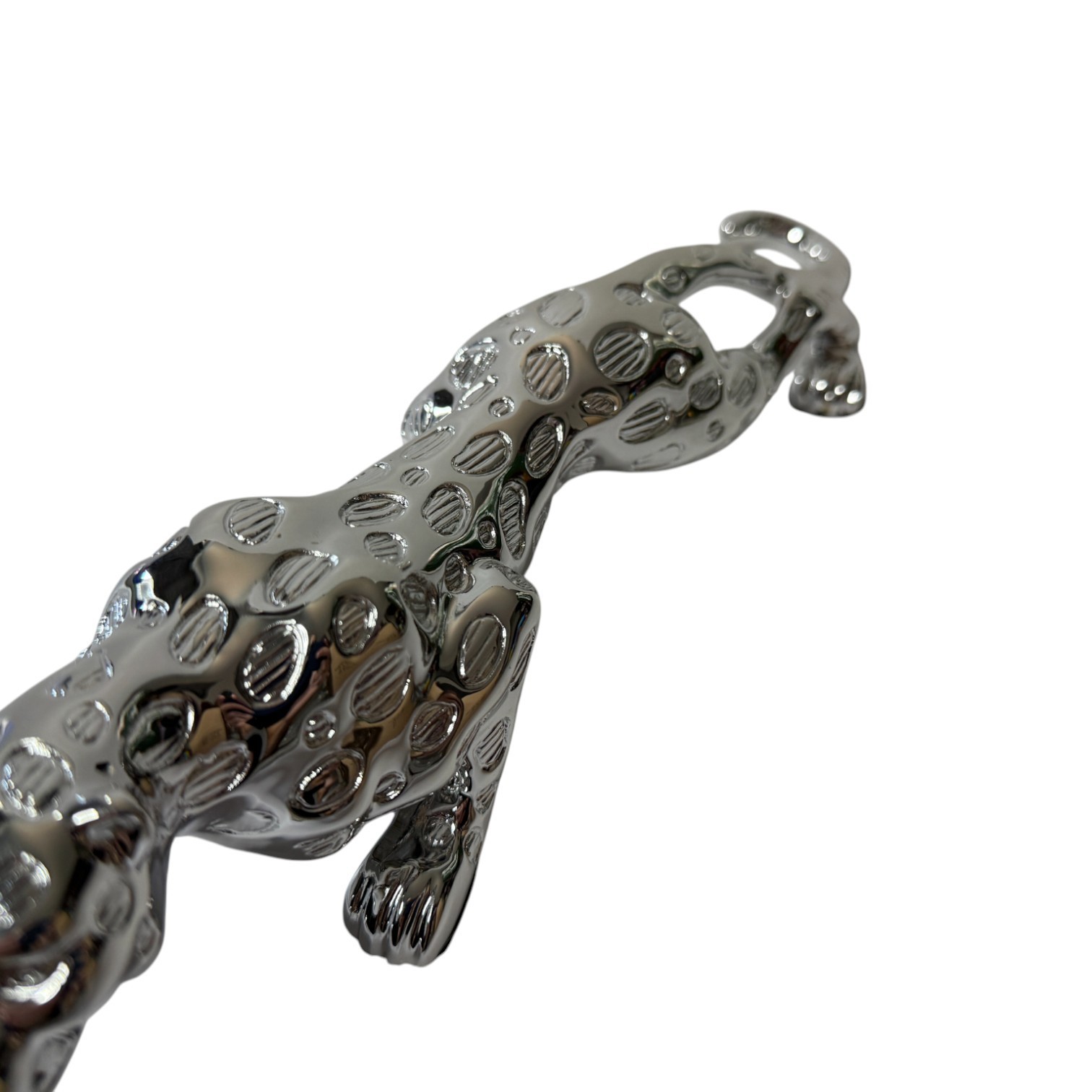 Chrome Running Jaguar Panther Figurine – 10 Inch Decorative Statue