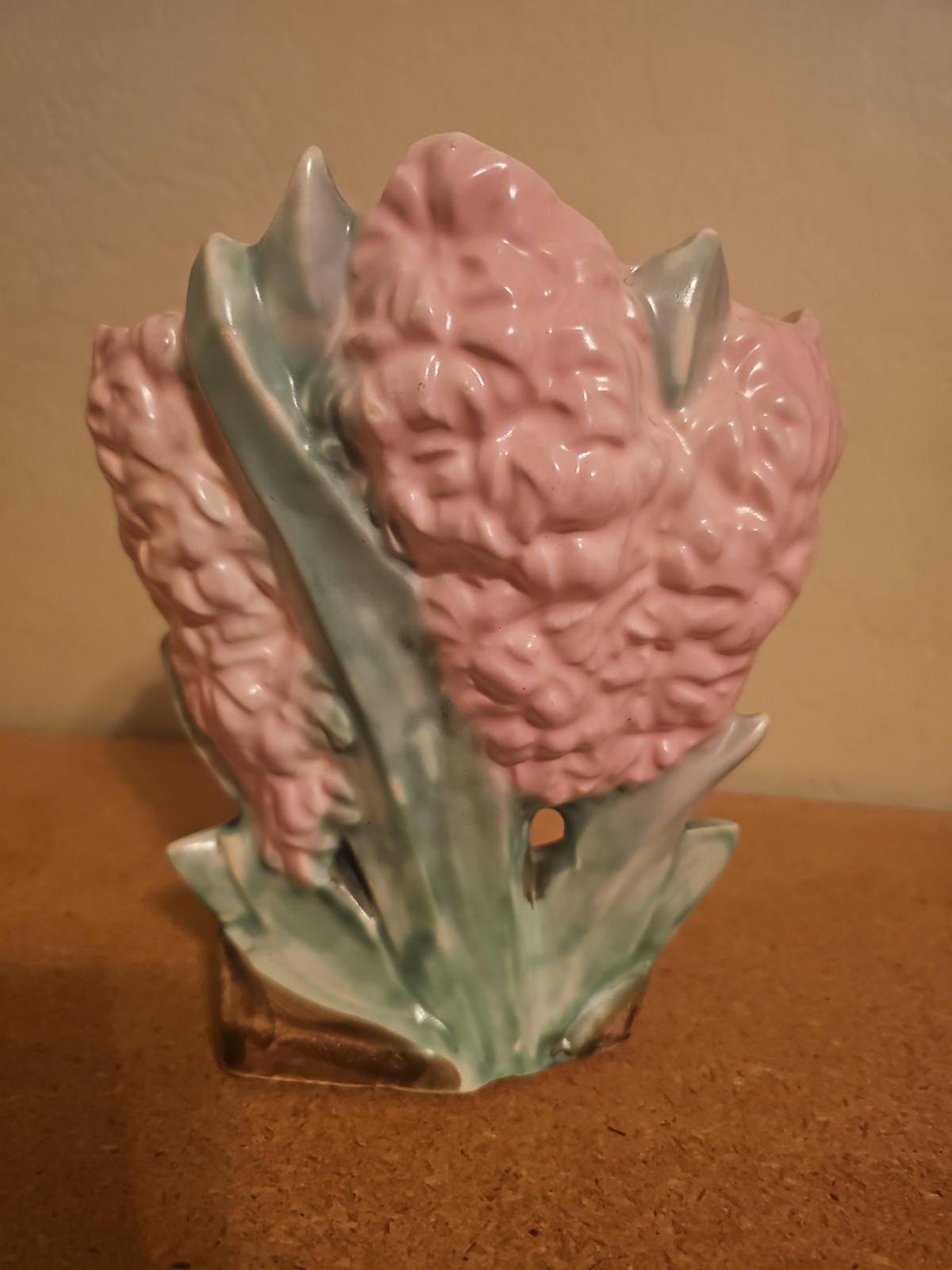 McCoy Pink Hyacinth Vase, Early 1950s, Very Crisp Details, GVC 8.25″