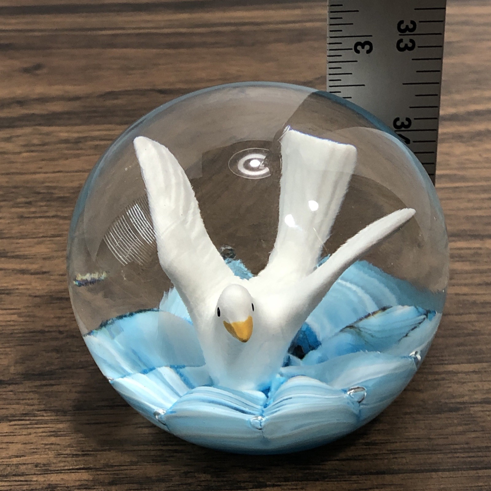 Vintage Joe St. Clair Sulphide Blue Seagull Sea Bird Figurine Glass Paperweight