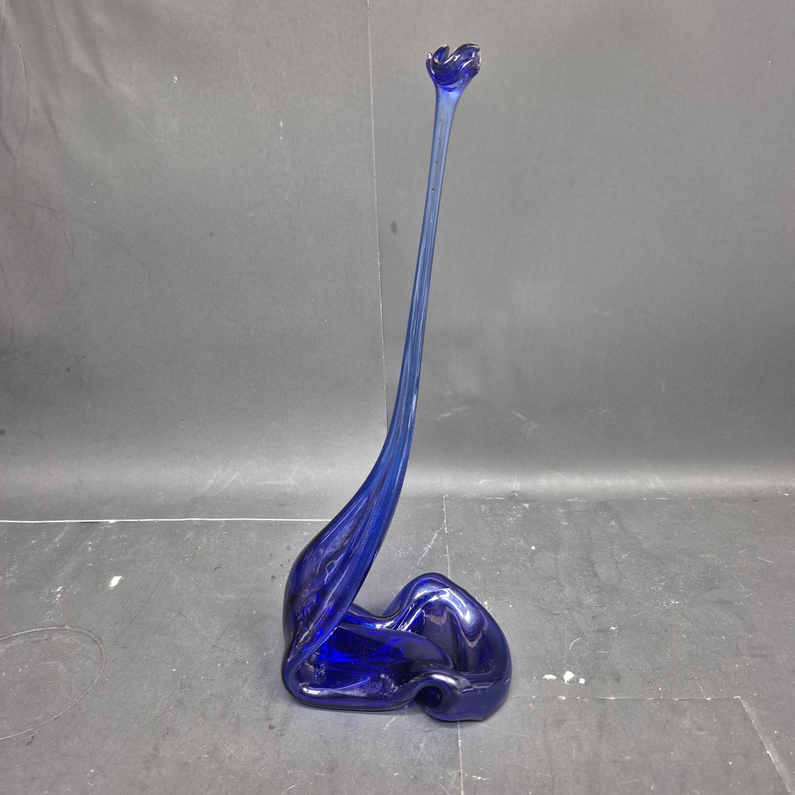Vintage Hand Blown Cobalt Blue Phillips Milk Magnesia Bottle Art Glass Bud Vase