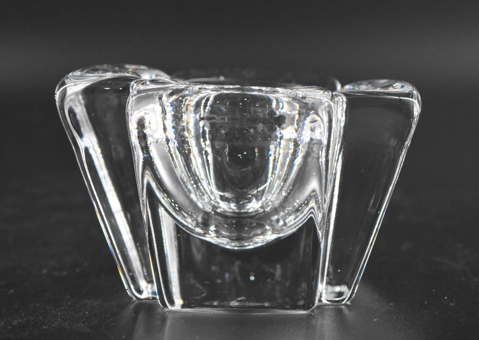 Orrefors Anna Ehrner Crystal Max Cross Votive Candle Holder 3.75″ Sweden