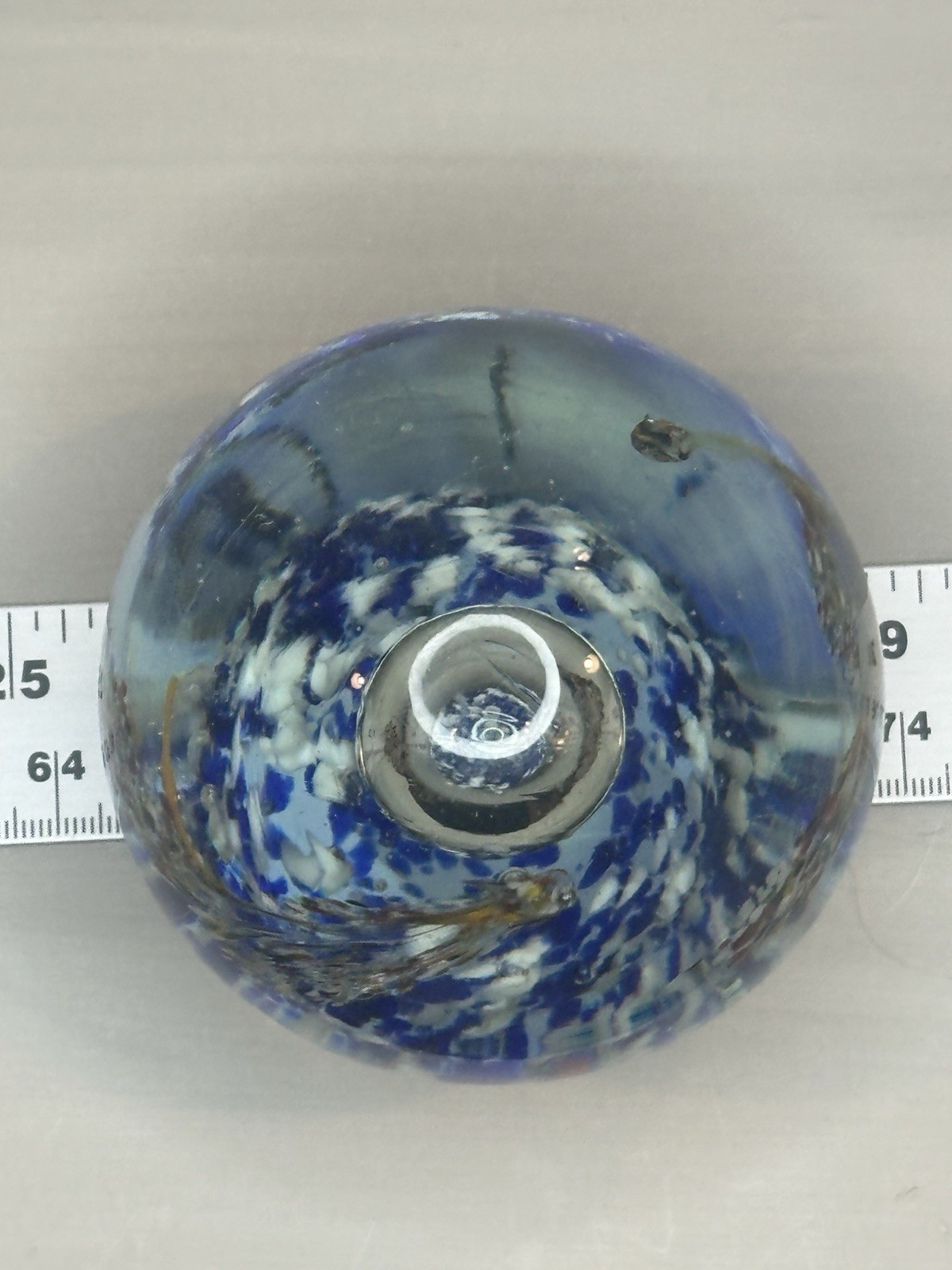 Glass Paperweight, Hand Blown Modern Art Paperweight 3.5in H 3.25in W 1