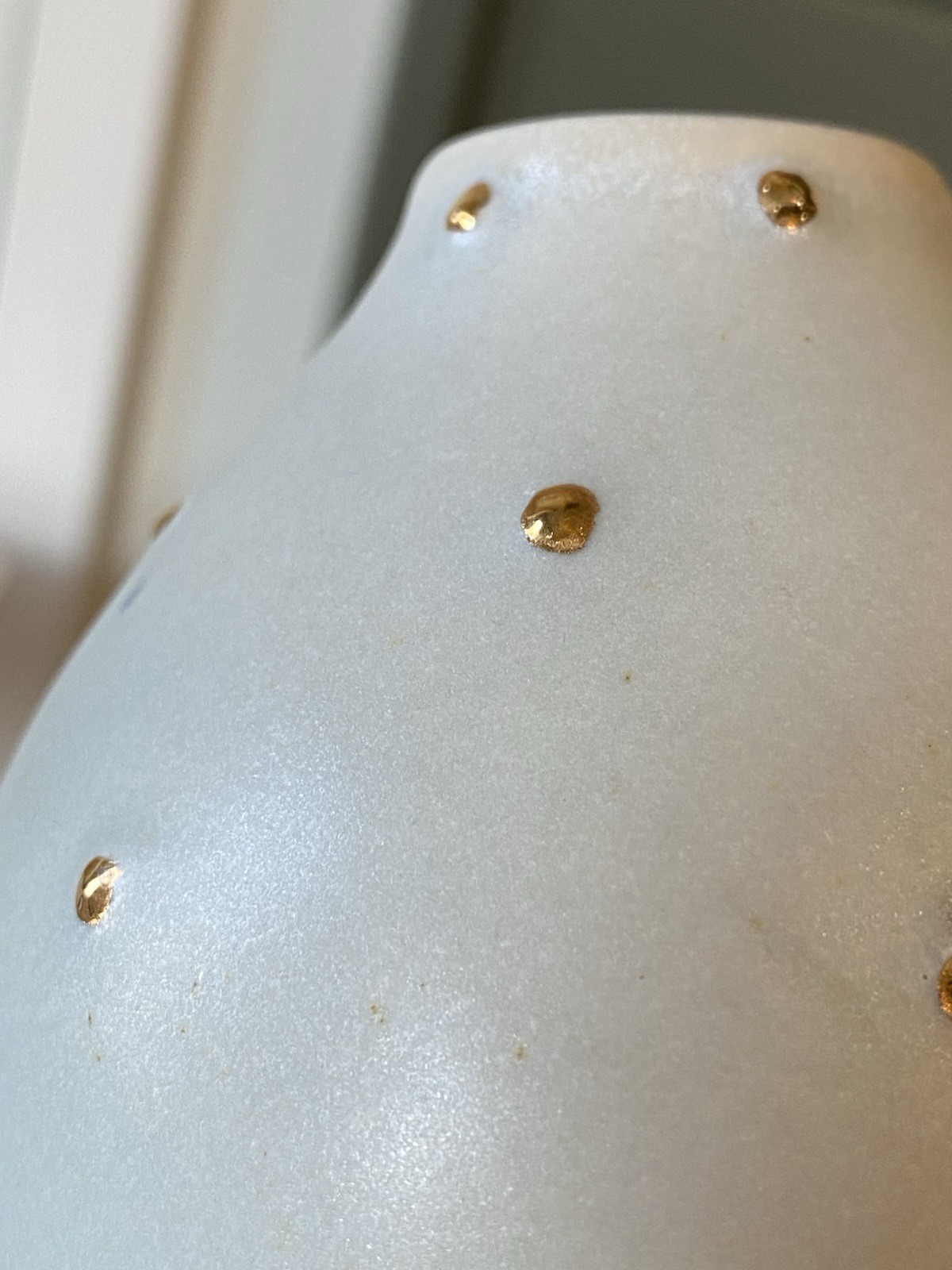 JOANNA Studio Pottery Weed Pot Bud Vase Robins Egg Blue Gold Polka Dots Unique