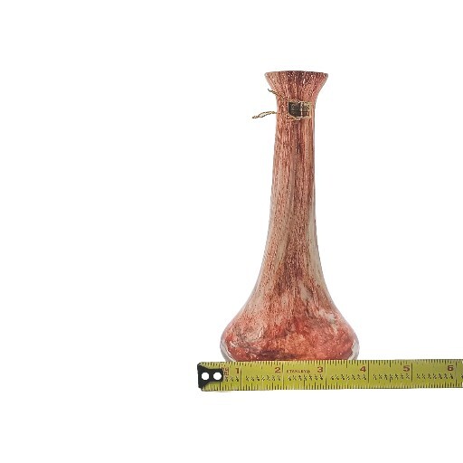 Friedrich Germany Marbelled Red Earth Tones Cased Vase 8″ Mouth Blown Art Glass