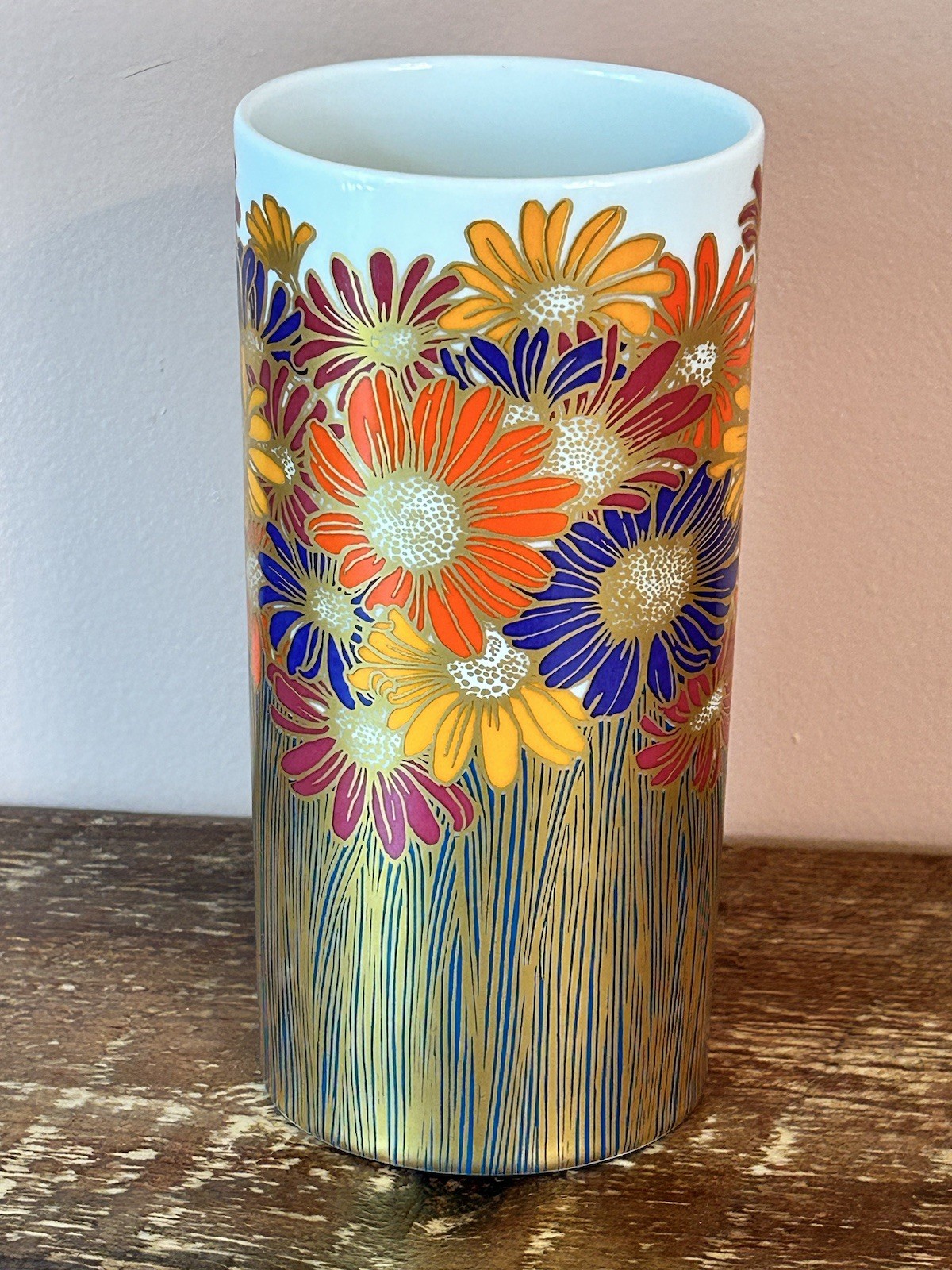RARE Rosenthal Studio Linie Rosemonde Nairac Gold Marguerites Daises Floral Vase