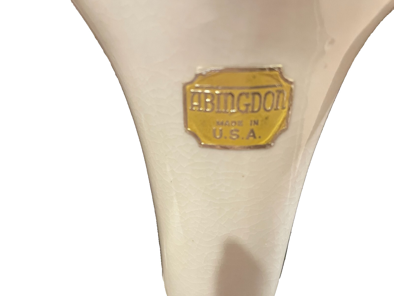 Vintage Abingdon Pair White Cornucopia 7” Vases USA New Old Stock Mint Condition