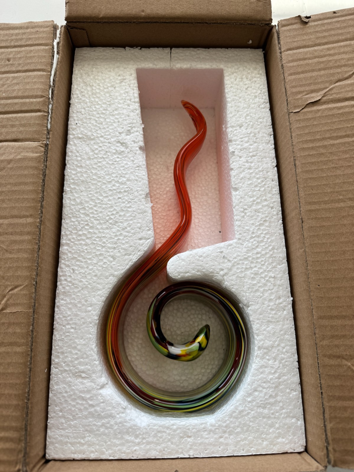 Murano Style Hand Blown Dancing Flame Art Glass Sculpture