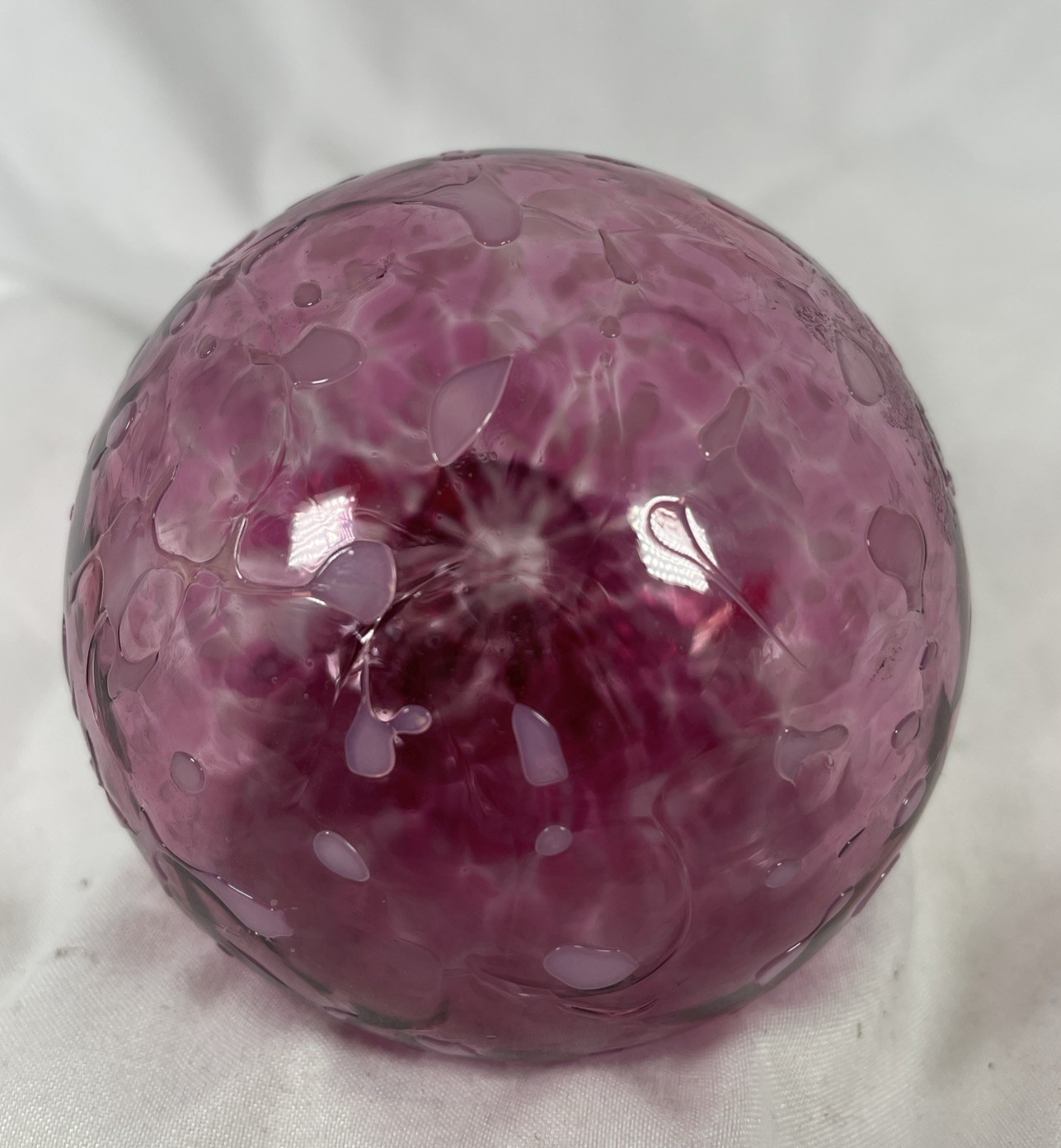 TOPP Fine Art Glass Pink & White Hand-Blown 3” Ornament, Artisan Crafted Glass