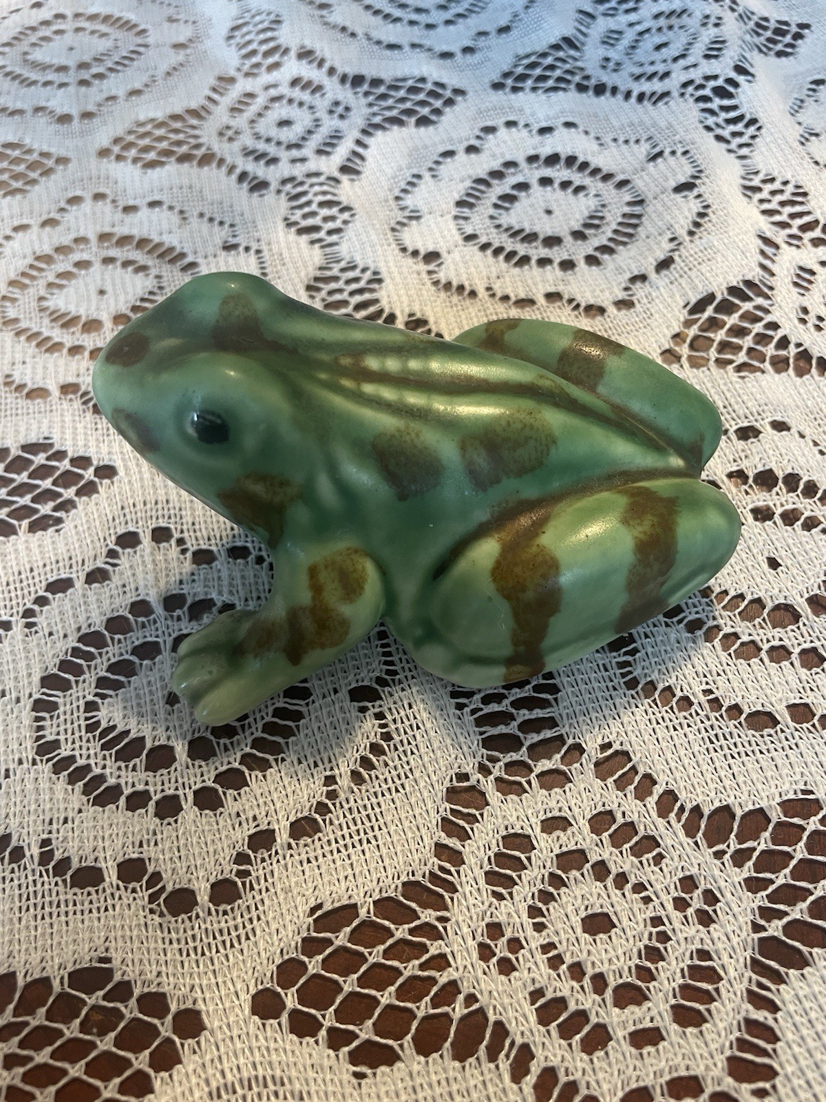Vintage McCoy Style Art Pottery Frog Figurine Statue Hand Painted Garden
