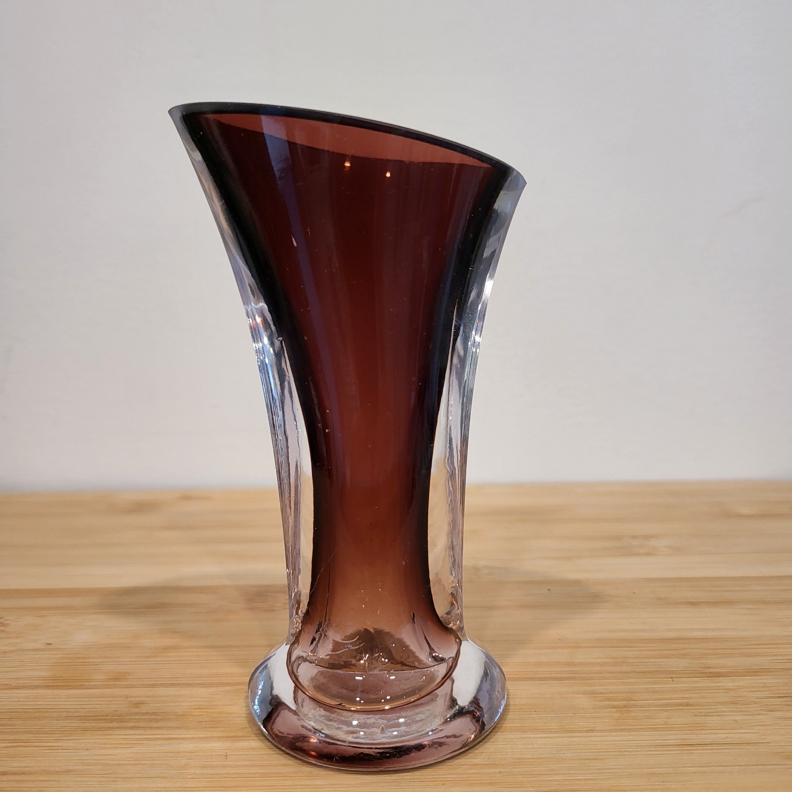 Angular Art Glass Amethyst Bud Vase Purple Ombre Unique