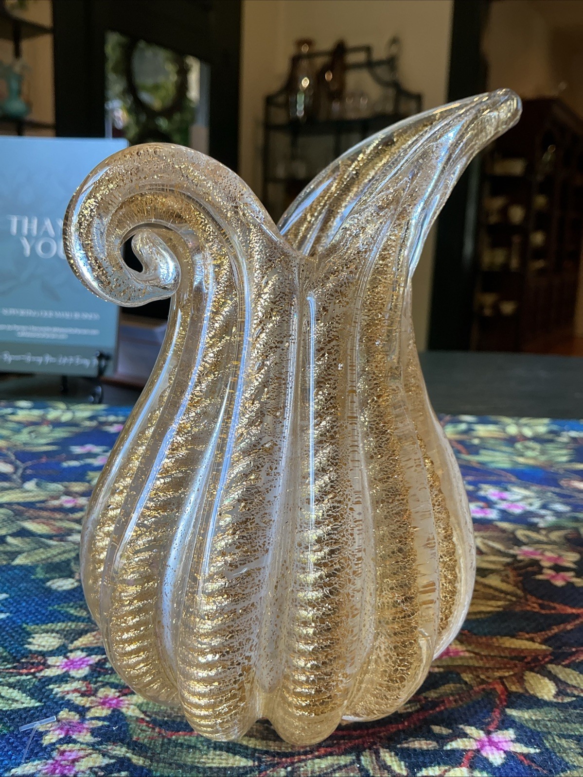 Barovier Toso Murano Art Glass Vase Cordonato d’Oro Gold Inclusion Rope Vintage