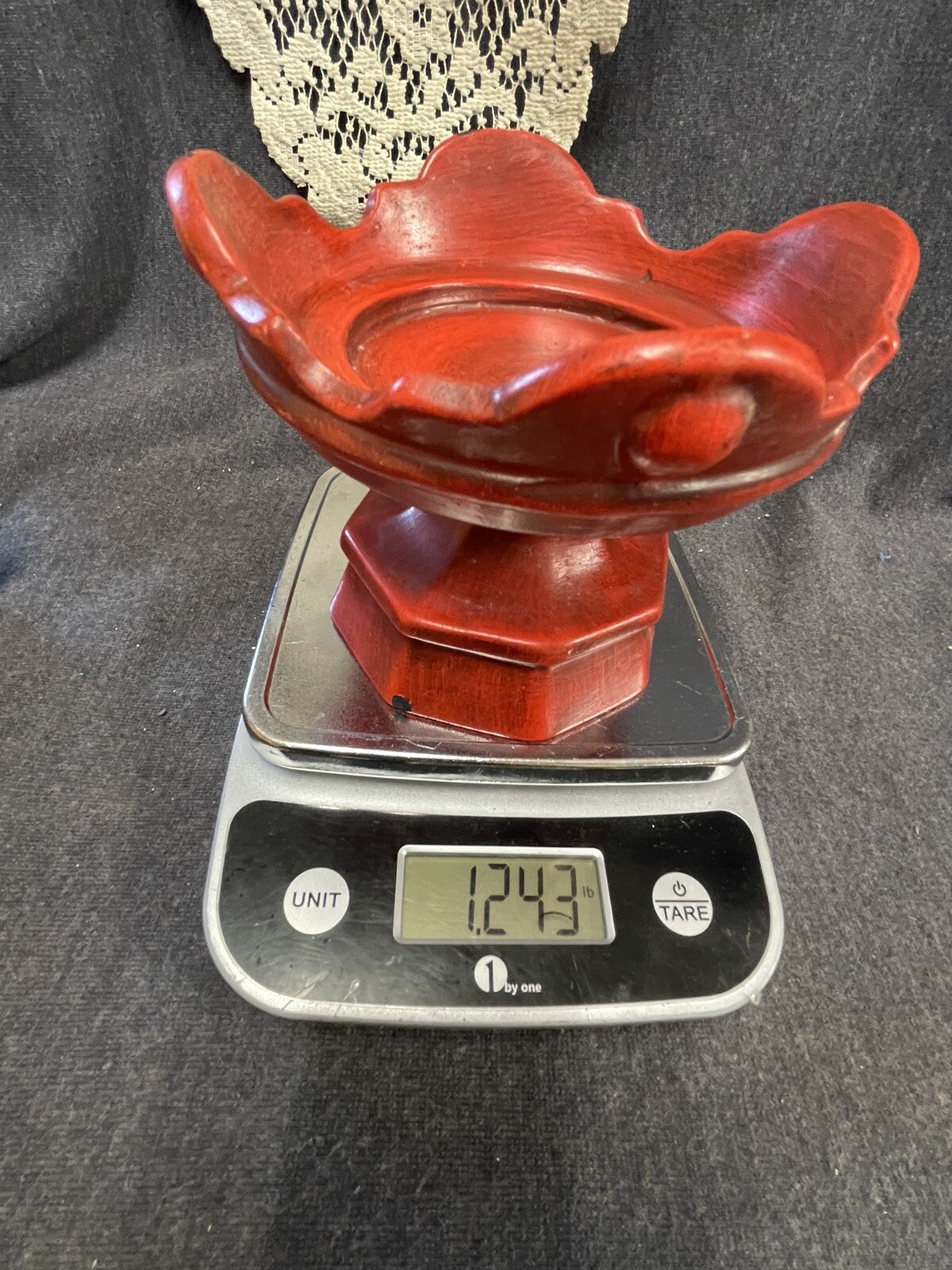 Vintage Haeger Candle Stick/Pillar Holder Red MCM RETRO 4.5” Tall