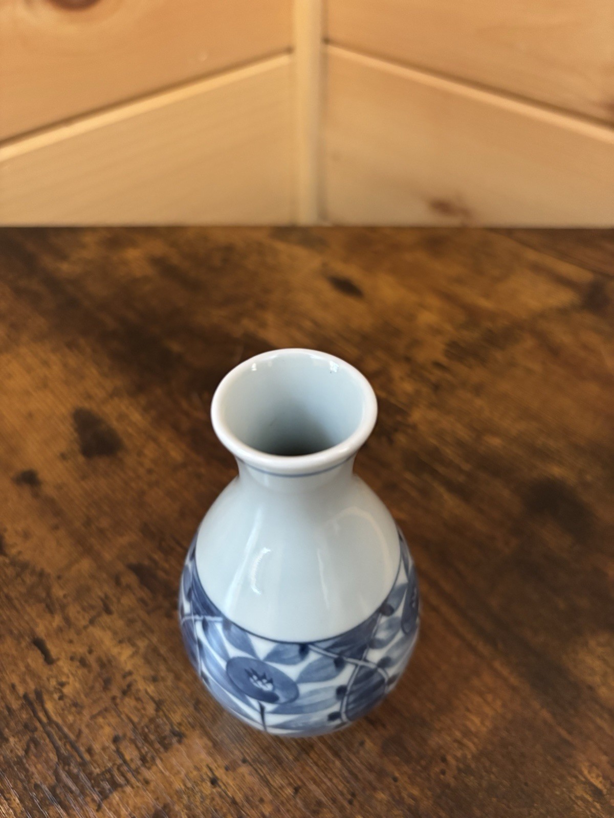 Blue Tonal Japanese Flower Floral Small Mini Bud Vase Approx 4.75 Inches