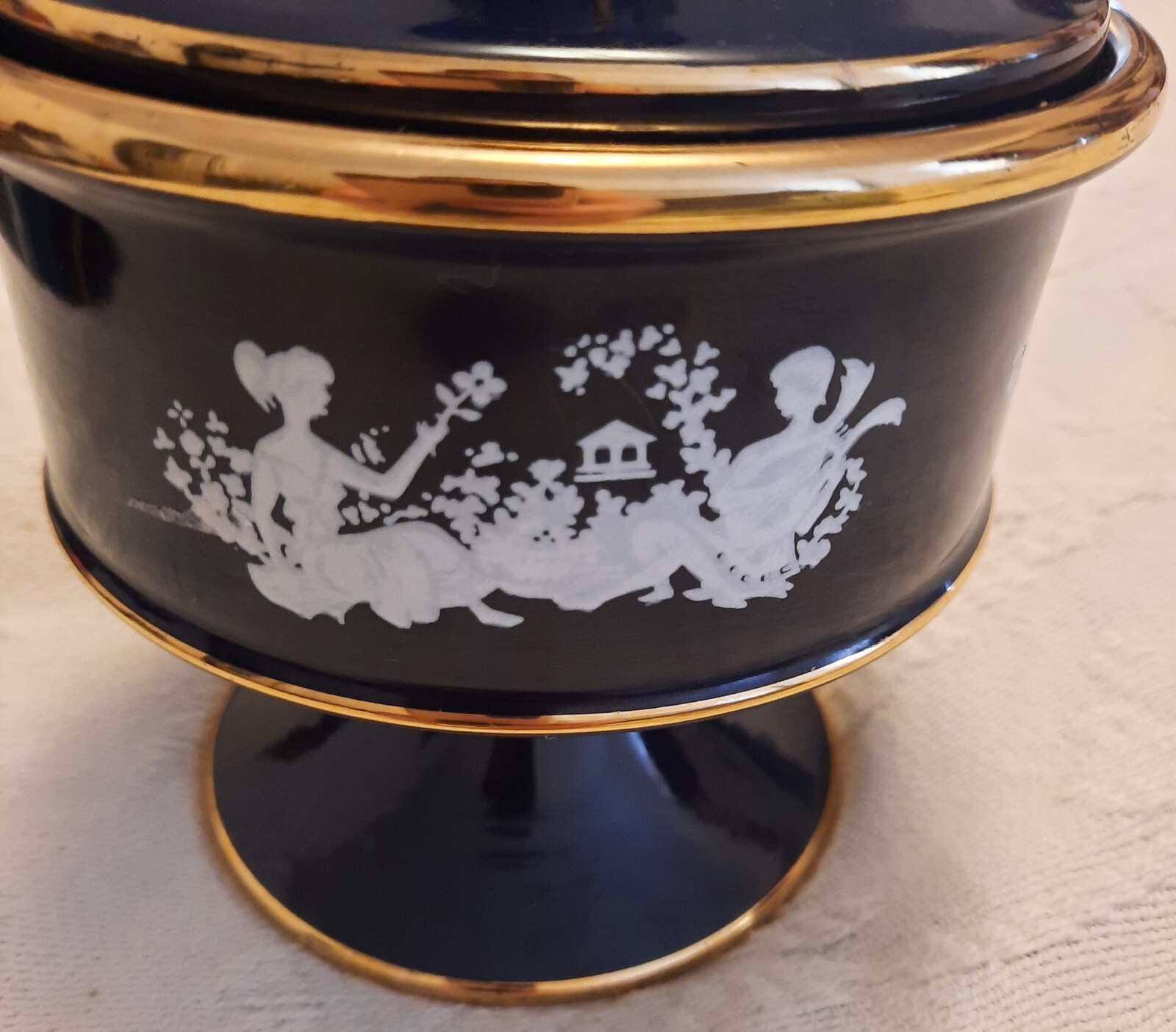 Vintage IL Verrocchio Glazed Pottery Florence Italy Decorative Cobalt Blue Jar