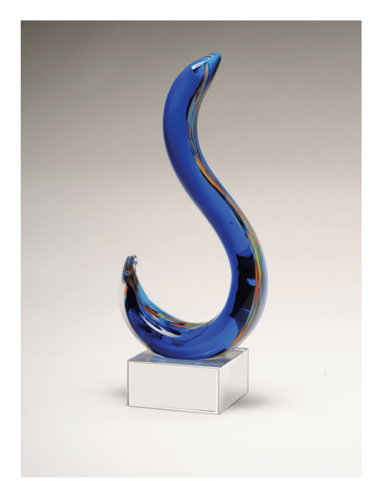 Modern Swan Design Art Glass with Black Base Hand made & Handblown glass Art