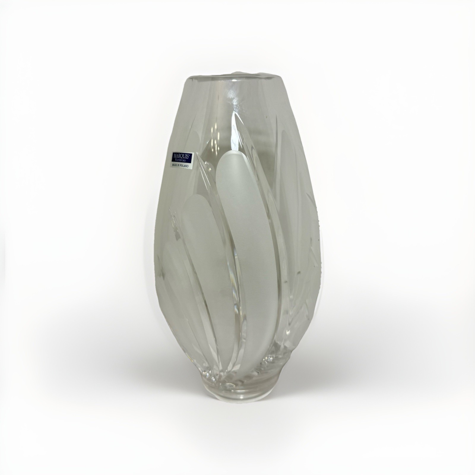 Waterford Marquis Coventry Frosted Crystal Flower Vase Signed Large 10” Tall