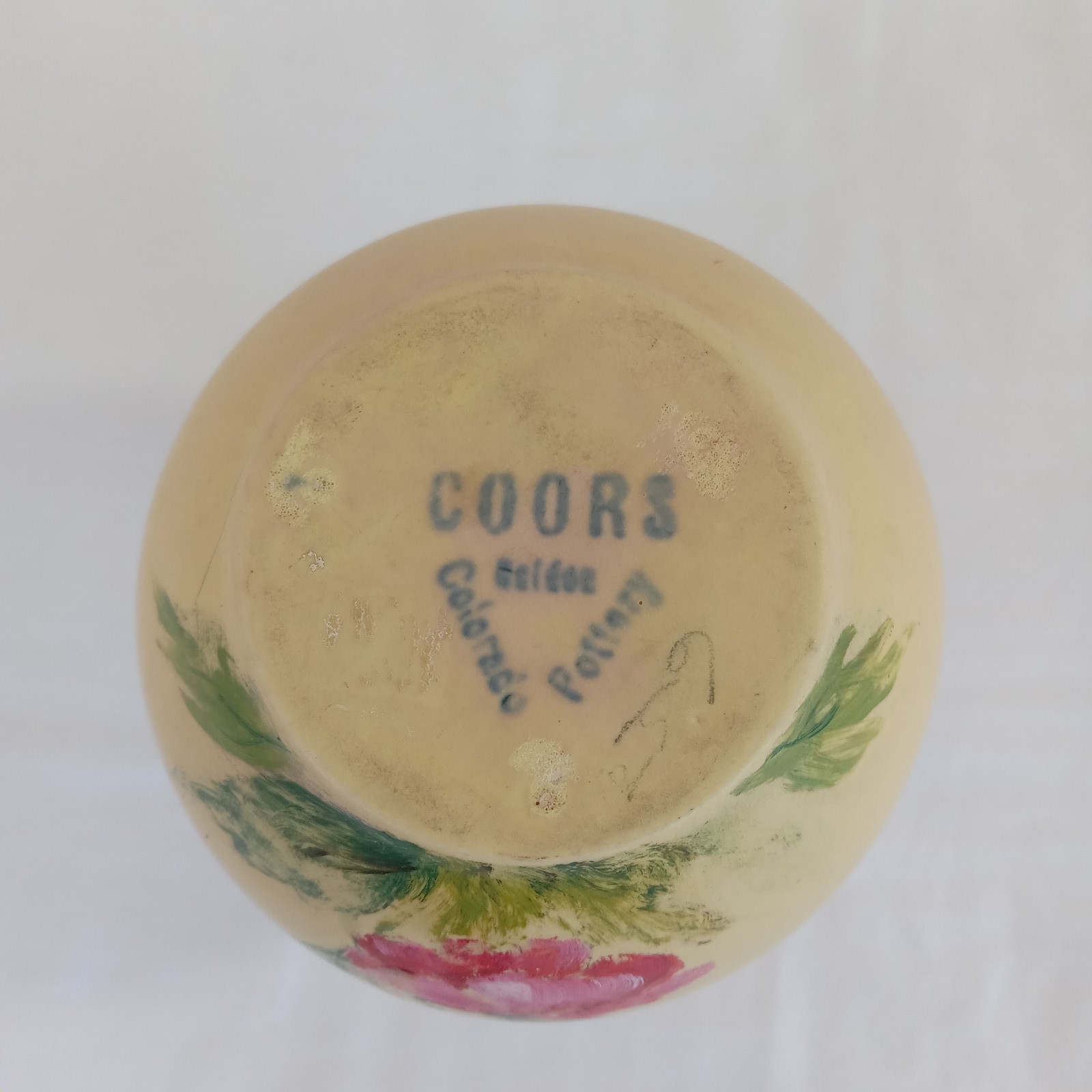 Vintage Hand-Painted Floral Vase Yellow Pink Floral Coors Colorado Art Pottery
