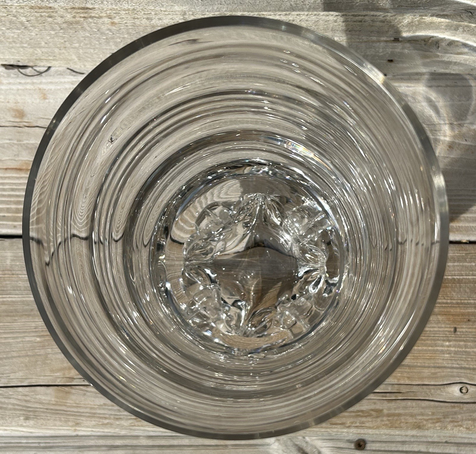 Rare Vintage Tiffin Clear Swedish Optic Swirl Glass Huge VASE 12″ Large 4 Footed