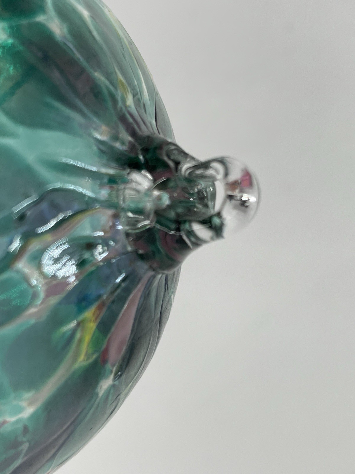 Handblown Art Glass Ornament Orb Artist Made Teal Multi Color 3” Suncatcher