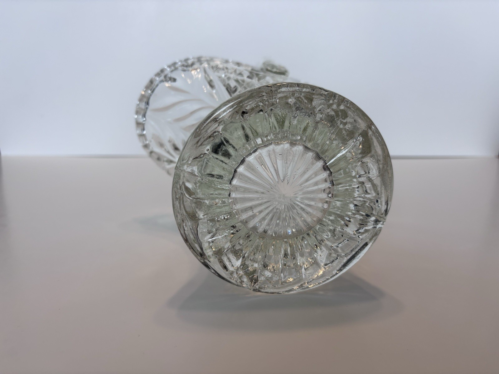 Clear Pressed Glass Oval Decorative Basket with Handle, Diamond Pattern, Glossy