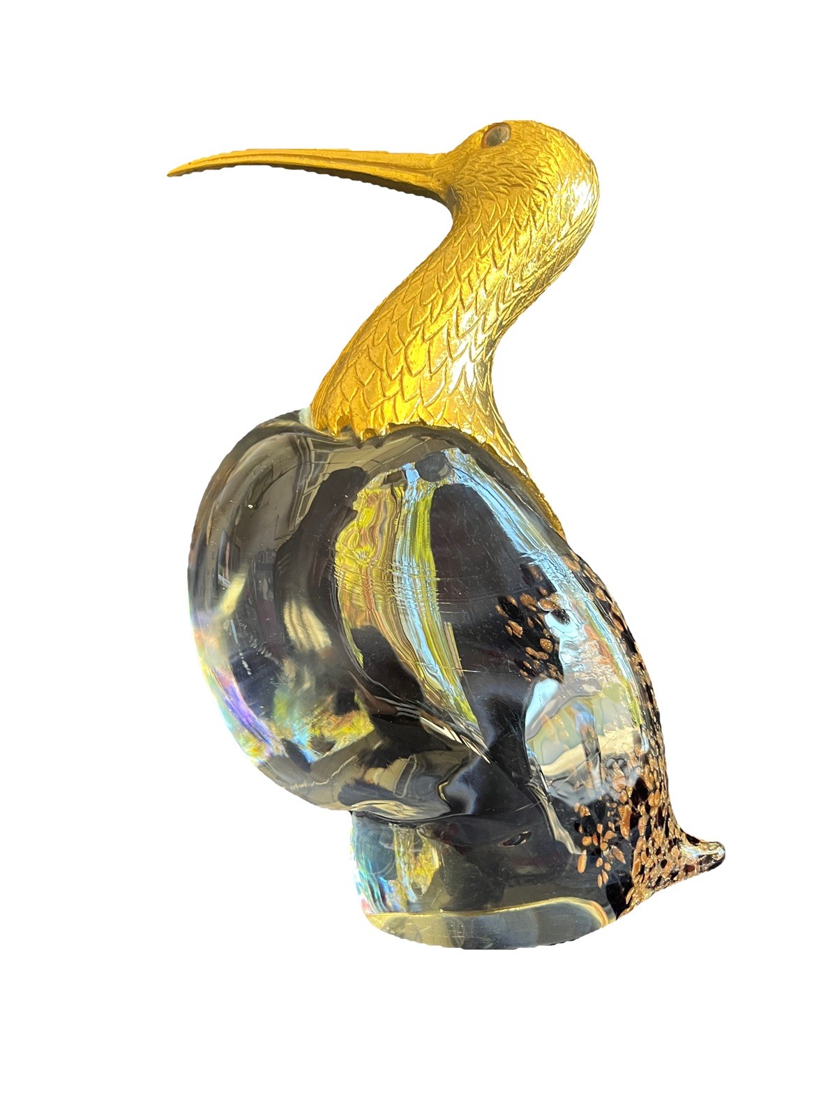 Vintage Made In Italy Murano Italian Glass Heron -Rare Excellent Condition