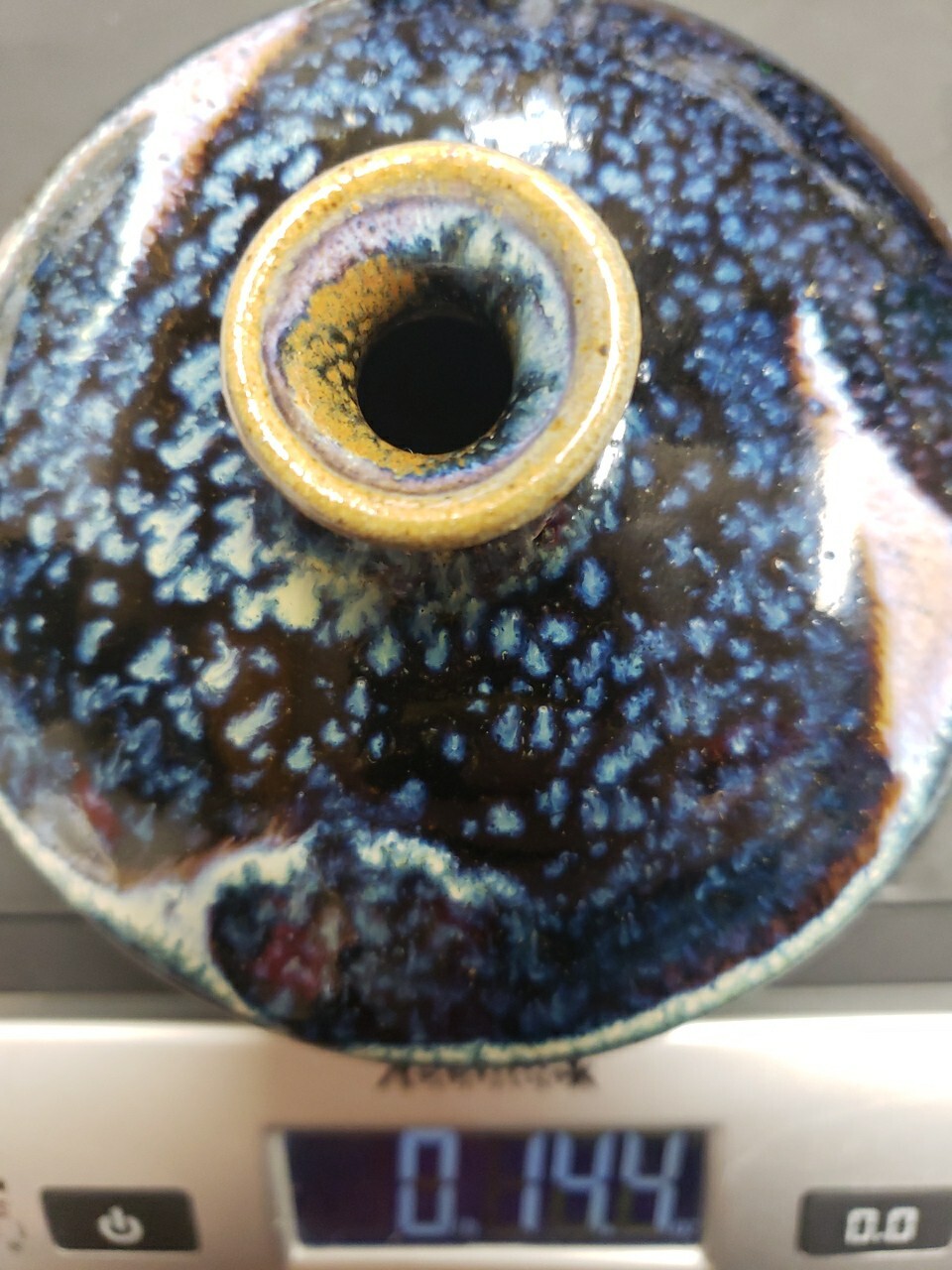 Gorgeous Art Pottery Bud Vase Blue Purple Drip Glaze Ceramic Artist Signed