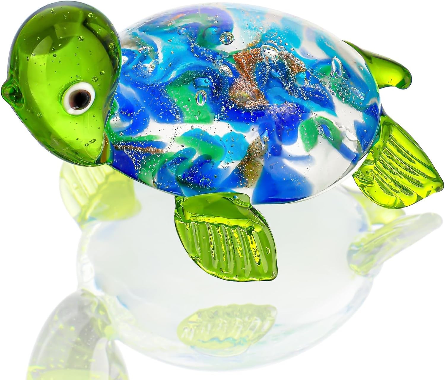 Unique Blown Glass Turtle Ornament, Miniature Sea Turtle Art Gift for Women