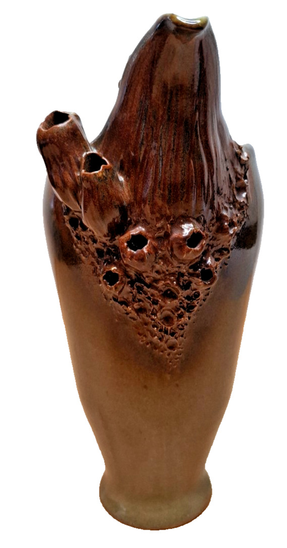 Ruben Ruiz Pottery Signed Pitcher Nautical Seahorse Coral Barnacles Vase Rare