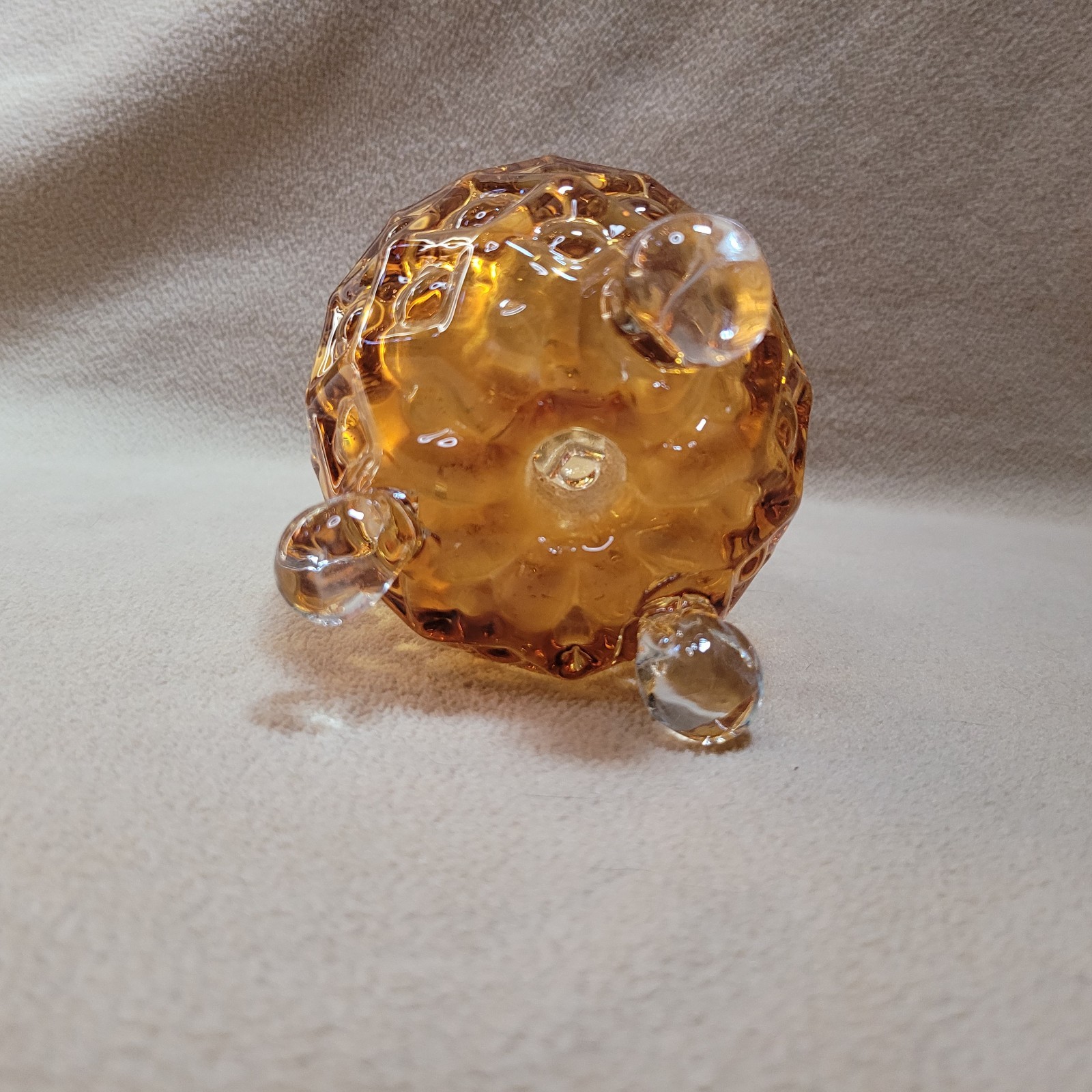 VTG Fenton Pineapple EGG 3 Toed Footed Amber Honey Hobnail Textured Art Glass