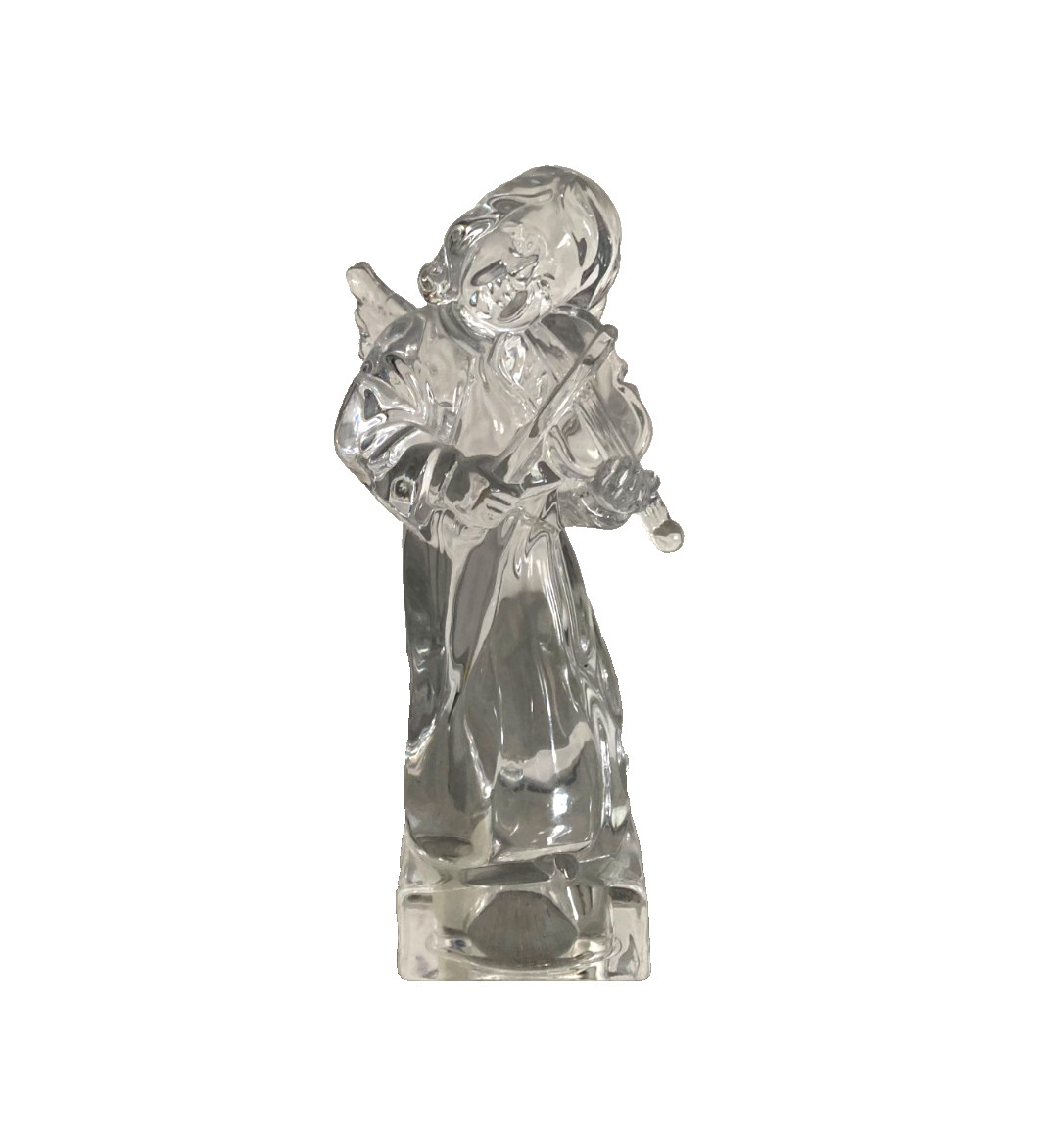Vintage Mikasa Herald Collection Crystal Angel Playing Violin 8″ Figurine- Nice!