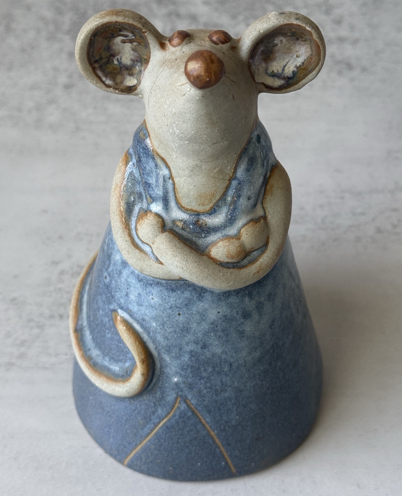 Vintage Scandinavian Pottery Mouse 7” Statue Figurine Stoneware
