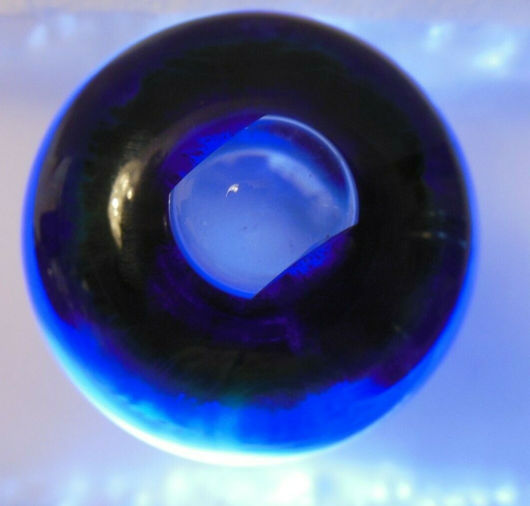ZELLIQUE ART GLASS PERFUME BOTTLE PAPERWEIGHT Joseph Morel,1983 SIGN COBALT BLUE