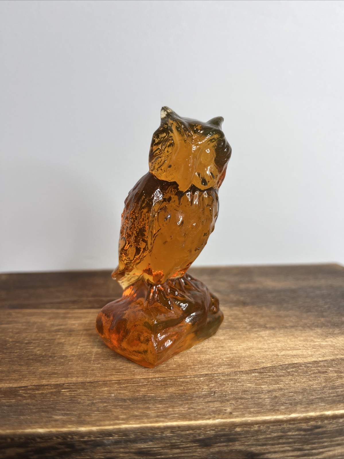 Boyd Art Glass Golden Delight Owl Figurine Uranium Glowy