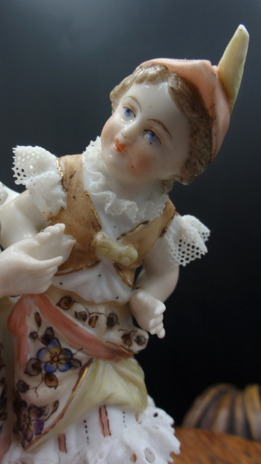Meissen Figure Group Late 19thC Antique Hand Painted & Lace German Porcelain