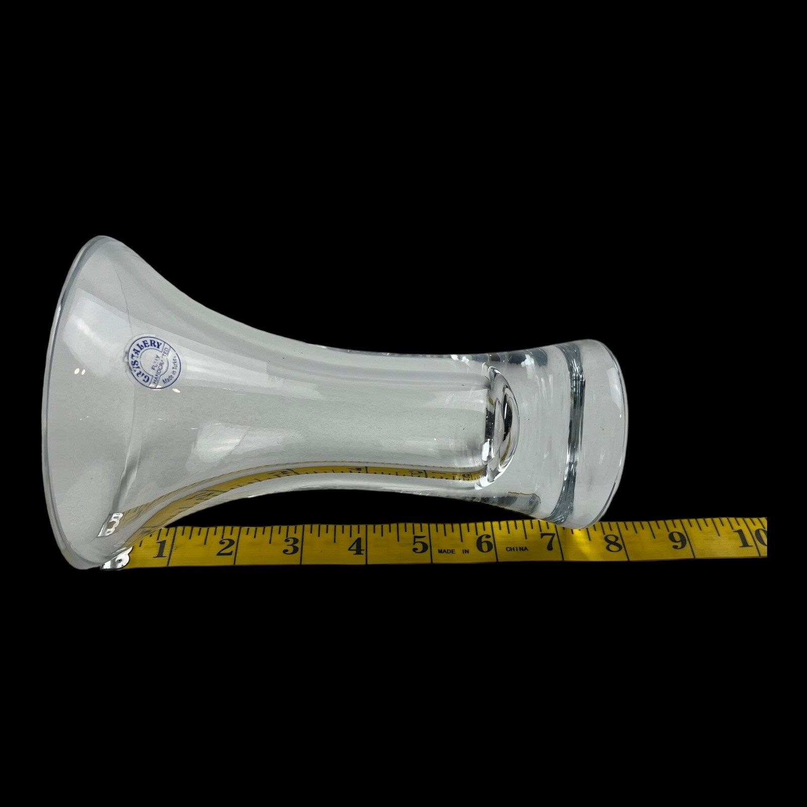 Handcrafted Clear Crystalery Vase 7.5″ Heavy Weighted Bottom Made in Turkey
