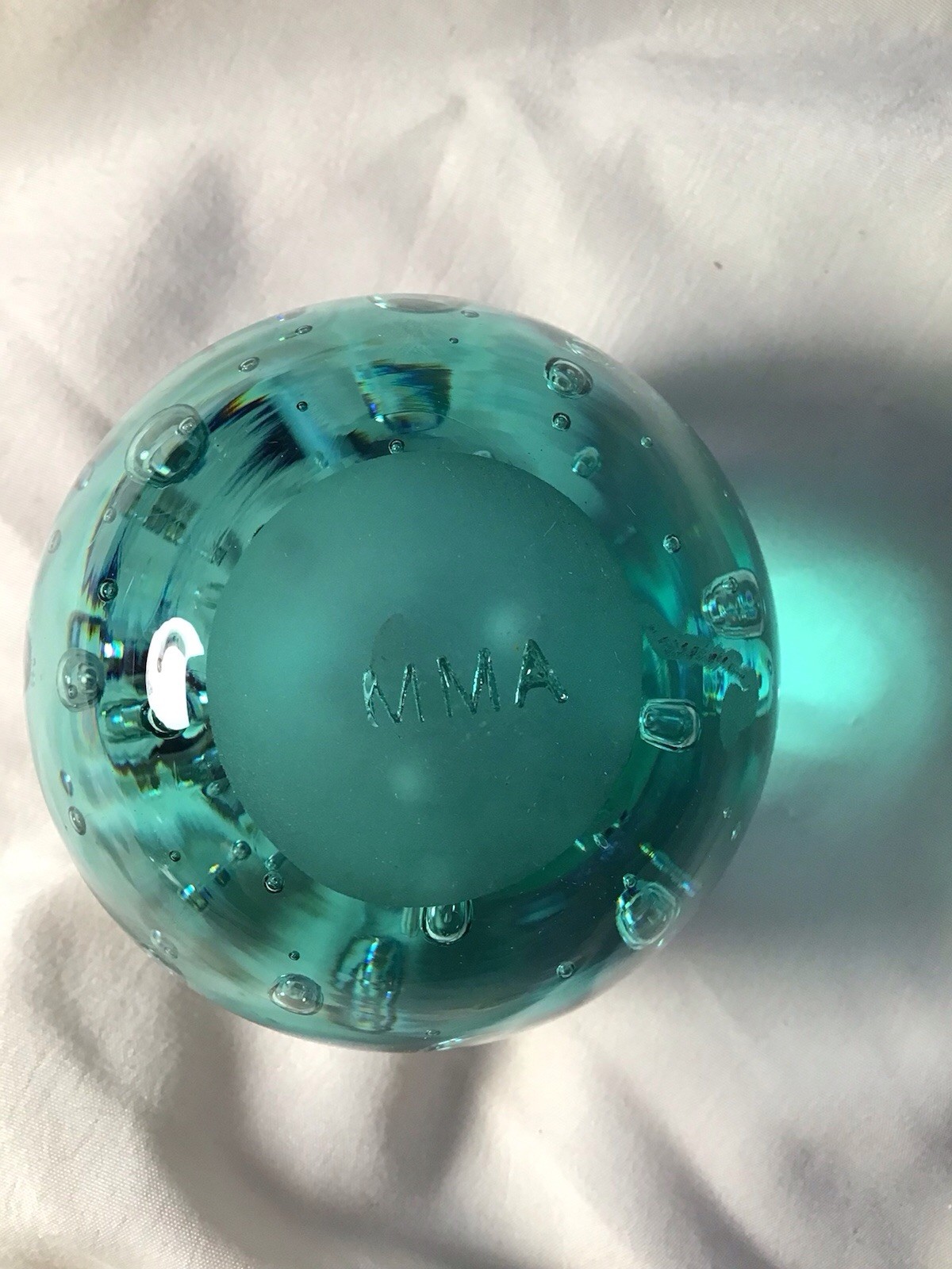 MMA Museum Of Modern Art Controlled Bubble Glass Paperweight Pen Holder/ Flower