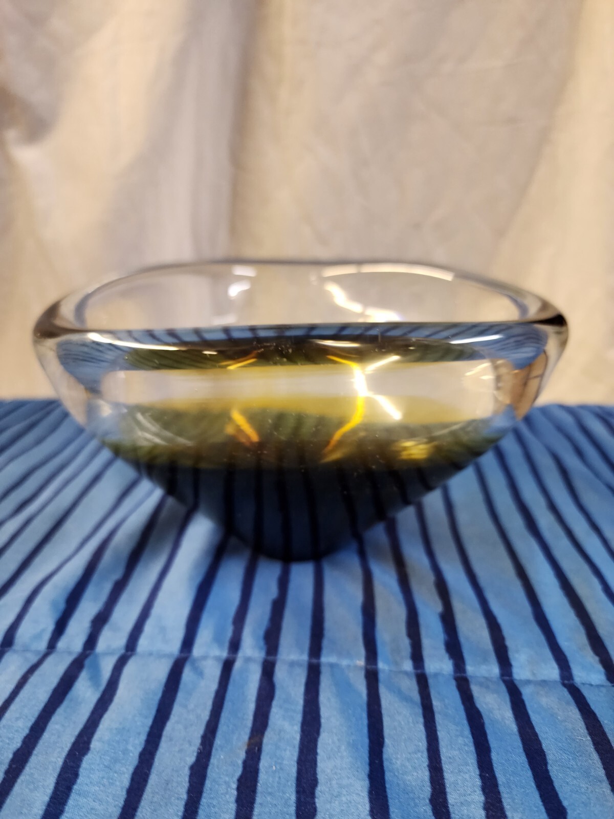 Murano Seguso clear bowl with Sommerso Gold could possible be Stueben glass?