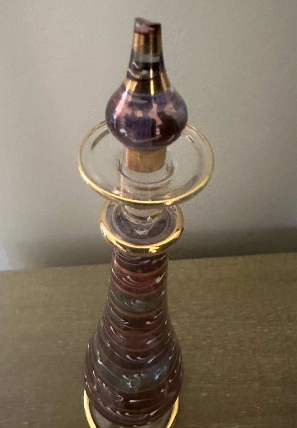 Egyptian Glass Vase with Stopper – Made in Egypt – 8 1/4″ High
