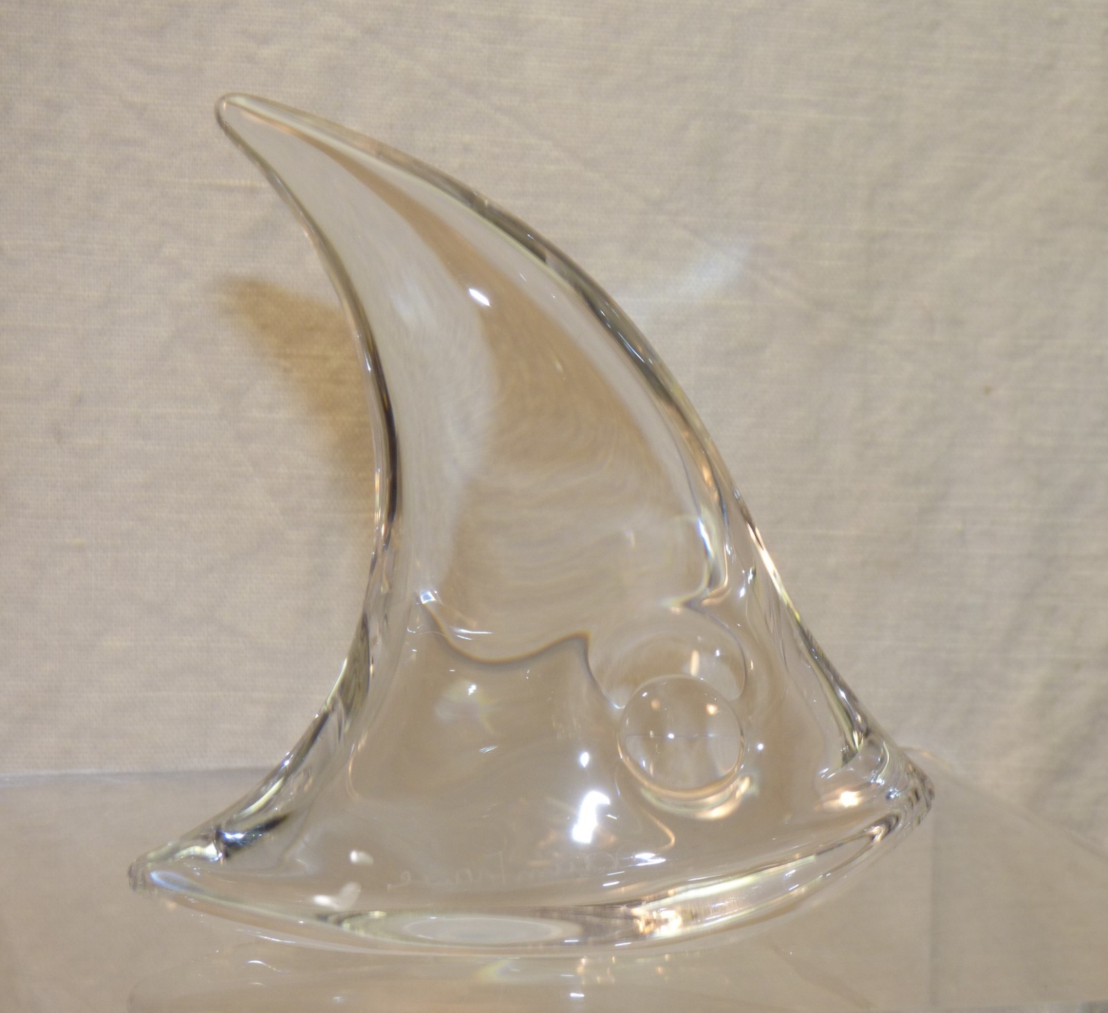 SIGNED Daum France ANGEL FISH Figurine 3 1/4″ Clear Crystal Glass Paperweight