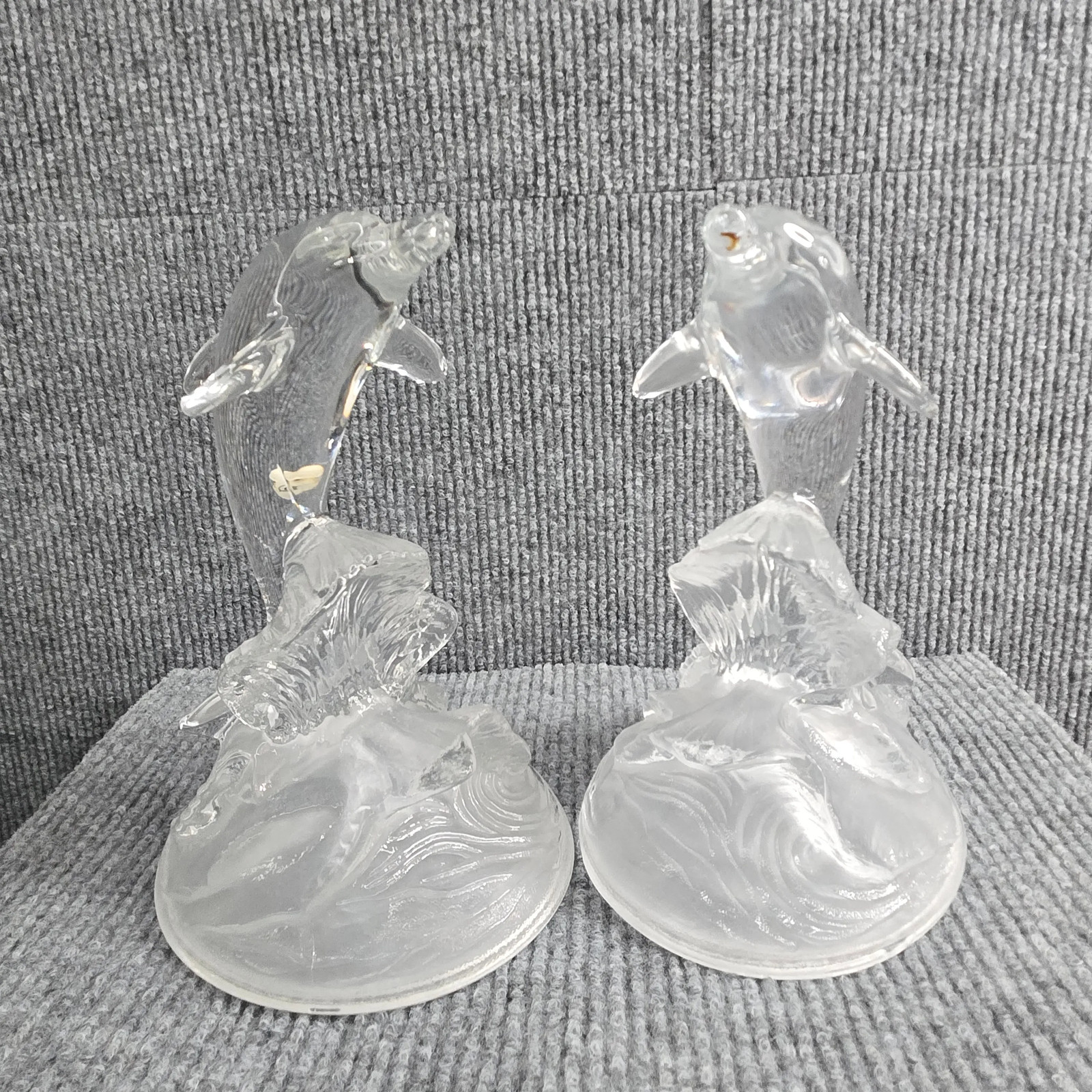 Cristal d’Arques France Dolphin Figurine Pair Lead Crystal