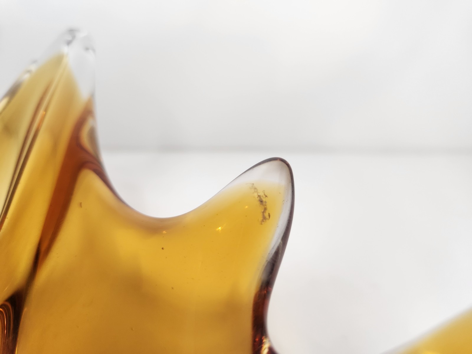 MCM Chalet Loraine Glass Vase Amber Finger Bowl Splash Vase Swung Vase -10.5″W
