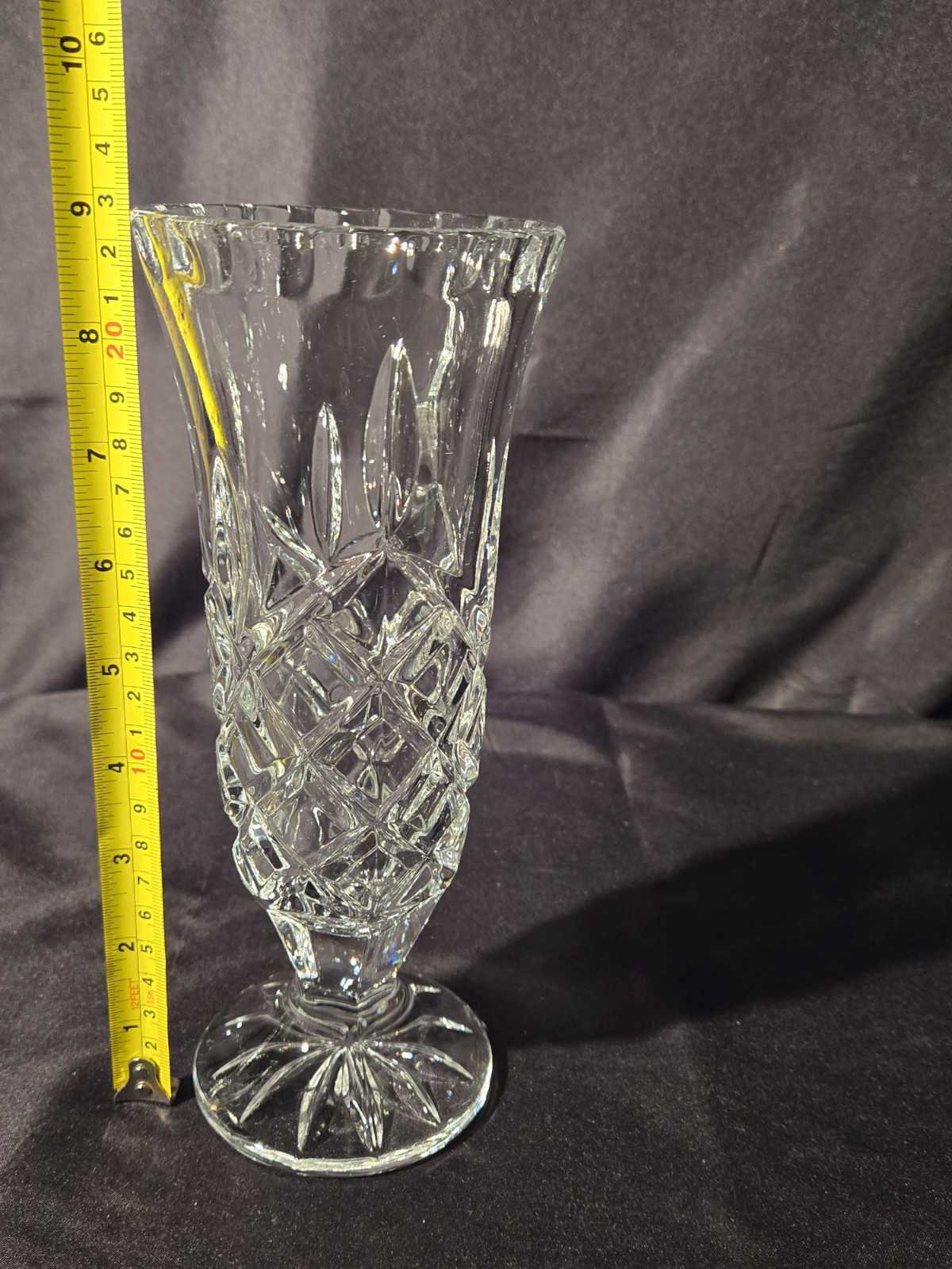 Shannon Crystal 9in Footed Bud Vase Scalloped Rim Beautiful