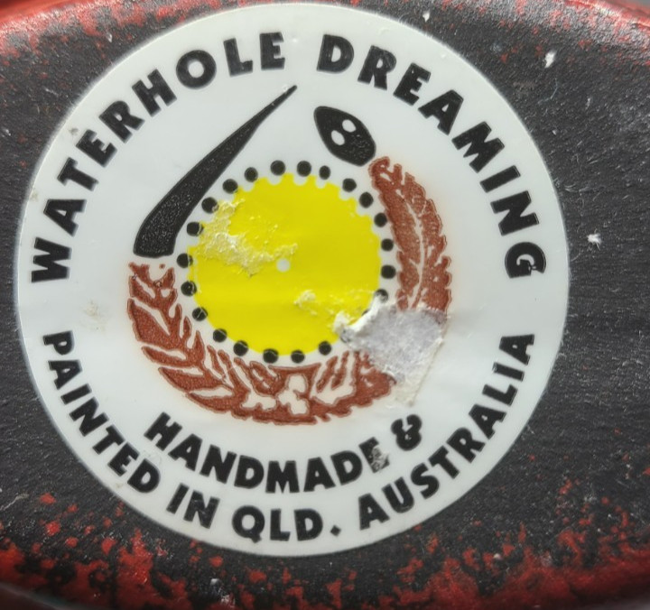 Australian Waterhole Dreaming Pottery Vase Hand Painted Folk Art Signed N.AH