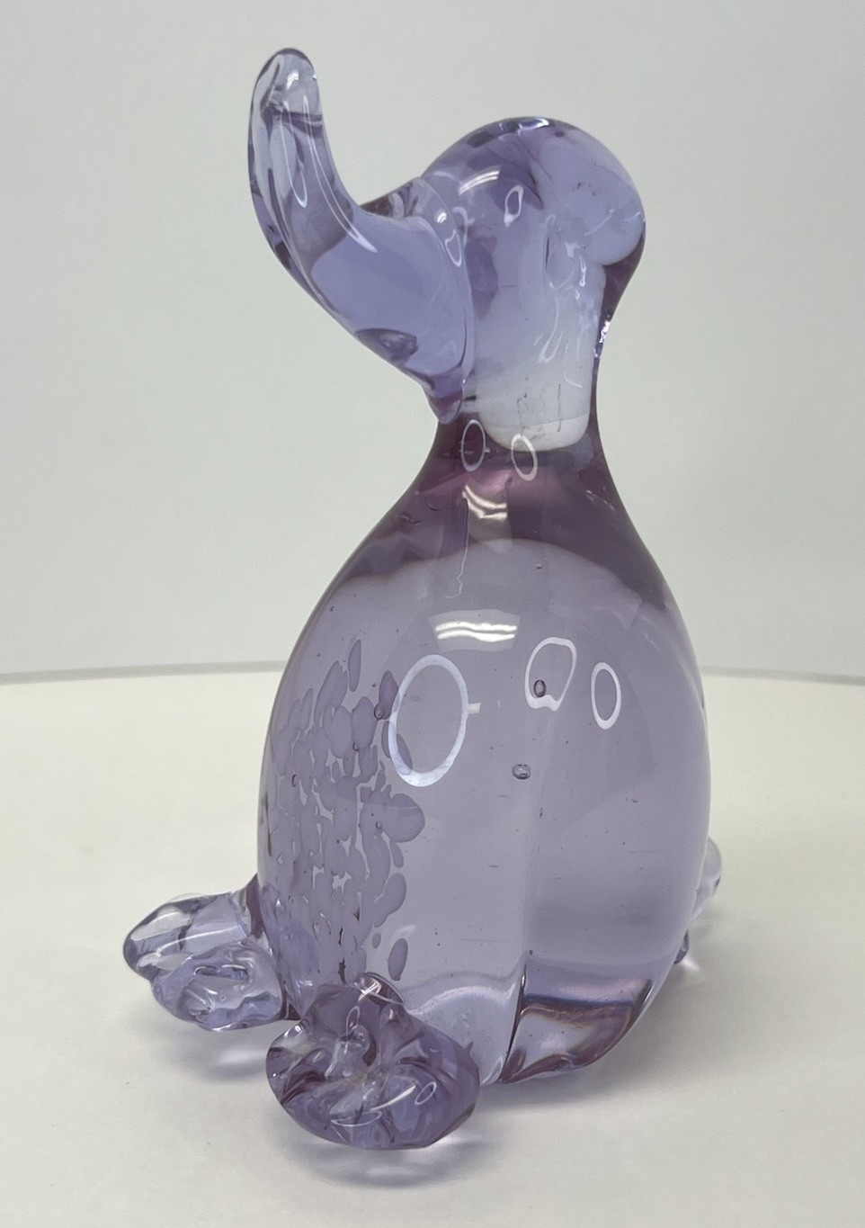 Vintage Hand Blown Art Glass Lavender & White Duck – 4.75 Inches Tall