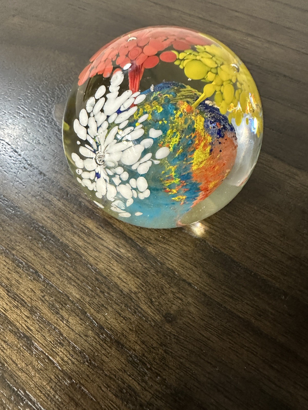 Paper Weight Glass Art Multi Colored Floral- NICE