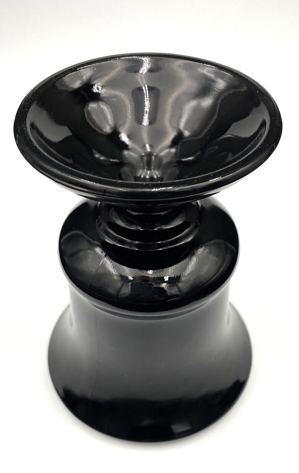 Black (Deep Amethyst) Glass Vase, Art Deco Style, Footed, Urn Shape, 6″
