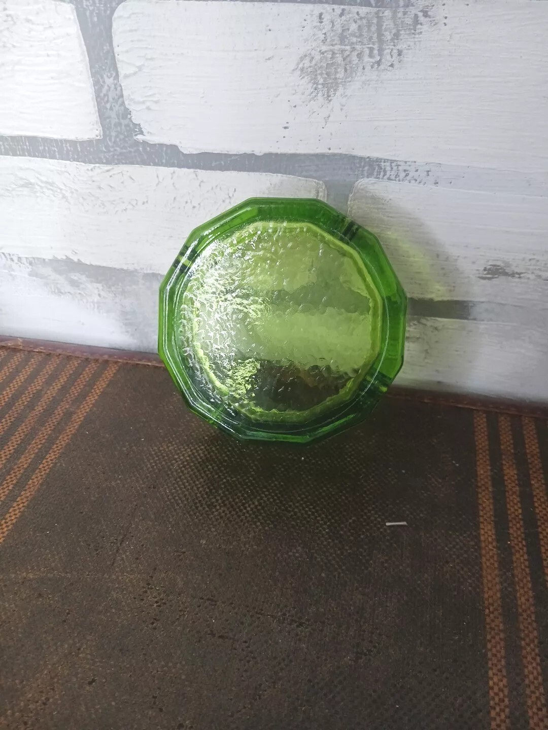 MCM Blenko Green Glass Ashtray Vint Pebble Texture Art 3.3/4 in Trinket Dish