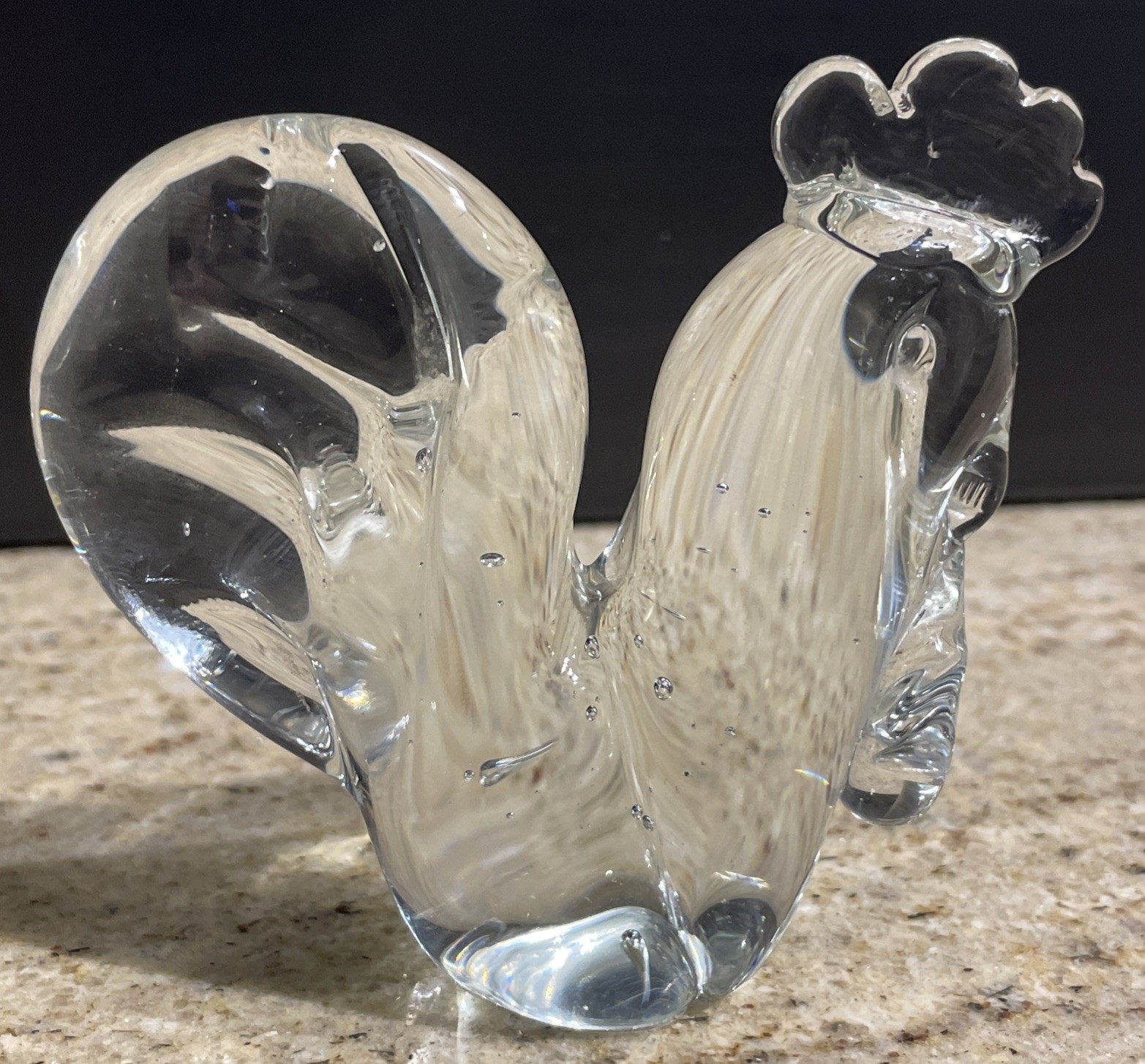 Vintage Crystal ROOSTER Figurine KristalColor 24% Pb Made in Italy (3.25”)