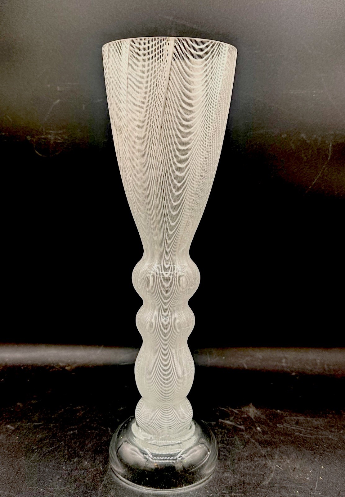 Harrachov Harrtil Lattice Glass Vase Bohemian Czech Art Harrach Vintage 15”