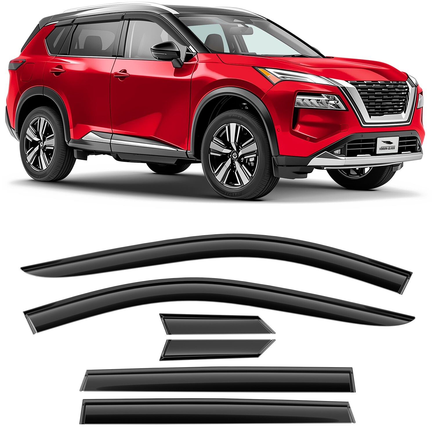 Sun Rain Visors Wind Rain Guards for 2021-2025 Nissan Rogue SHATTERPROOF